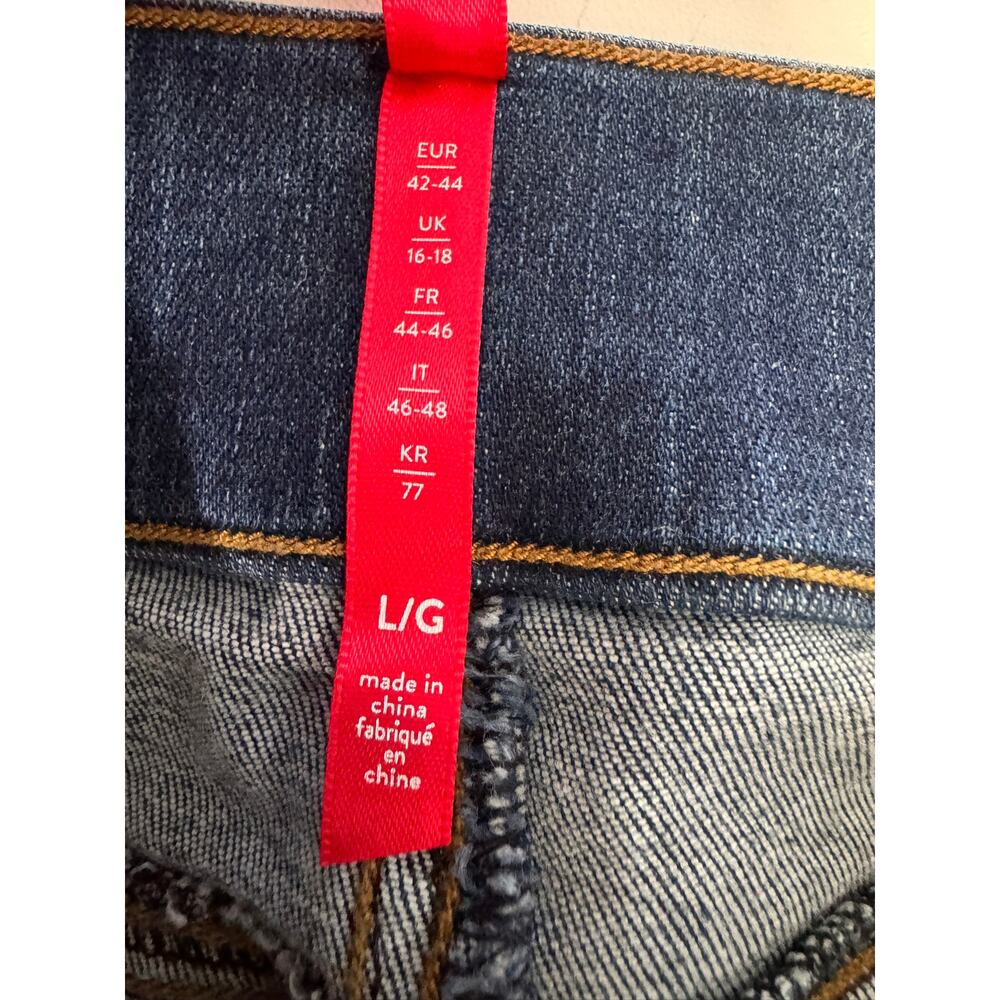 SPANX NEW NWT Large Blue Denim Medium Wash Distressed Skinny Jeans Raw Hem - Picture 5 of 16